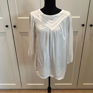 Soft Surroundings White Blouse with Delicate Trim